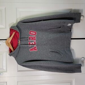Vintage Aeropostale Gray & Pink Hoodie Size LG AERO Spellout Y2K Athleisure
